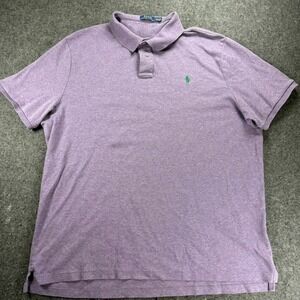 Polo Ralph Lauren Mens XXL Purple Polo Shirt Classic Fit Green Logo